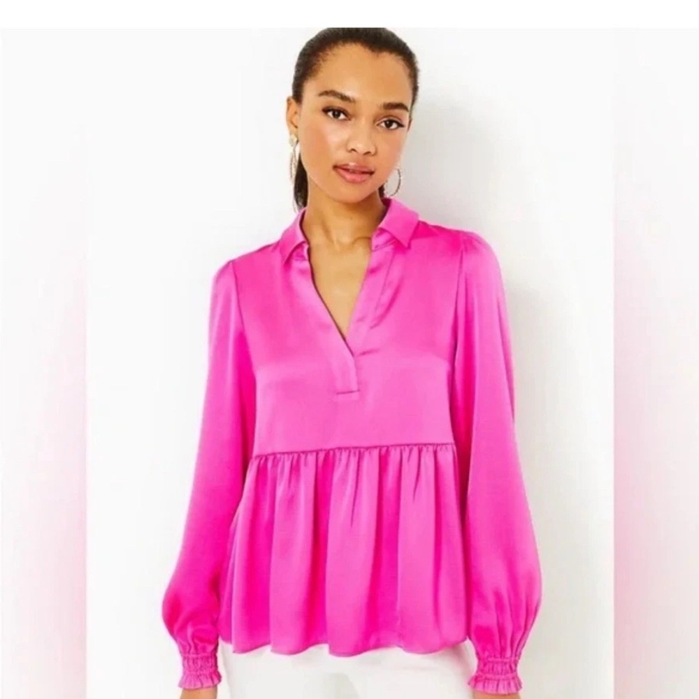 NEW w/TAGS - Lilly Pulitzer Jaylene Pink Long Sleeve Blouse Size 16 Retails $148